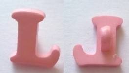 bottone lettera L rosa bottone lettera L rosa